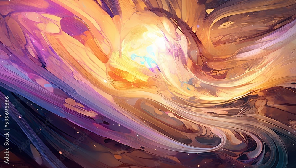 Poster fractal image of a colorful swirling shape generative ai
