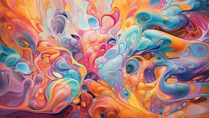 psychedelic abstract background with bright colors Generative AI