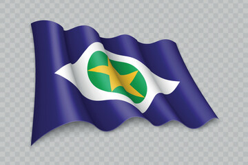 3D Realistic waving Flag of Mato Grosso is a state of Brazil