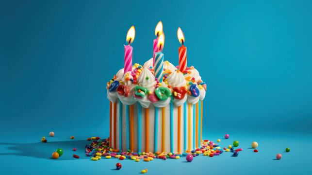 Birthday cake. Illustration AI Generative.