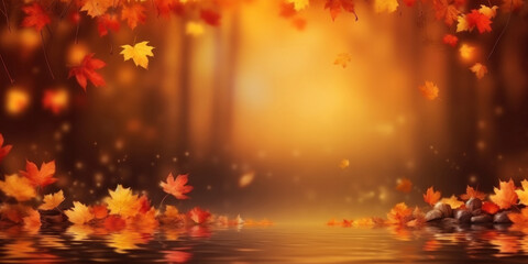Naklejka na ściany i meble Autumn natural background. Illustration AI Generative