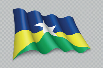 3D Realistic waving Flag of Rondonia is a state of Brazil