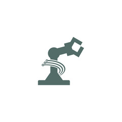 Industrial machine robotic robot arm hand factory icon isolated on transparent background