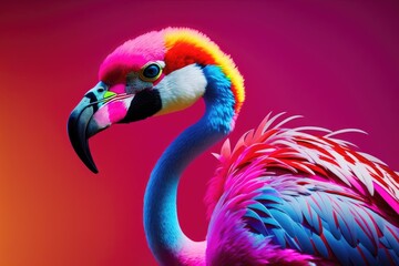 Cute flamingo with sunglasses, summer print design, children print on t-shirt, generative ai
