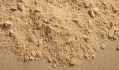  a pile of sand with rocks on top of it in the sand.  generative ai