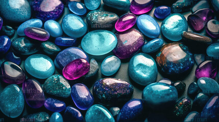 Obraz na płótnie Canvas Small colored sea pebbles, gravel. Background. Textures. Generative AI