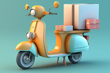 Delivery scooter or bike with boxes, Generative ai