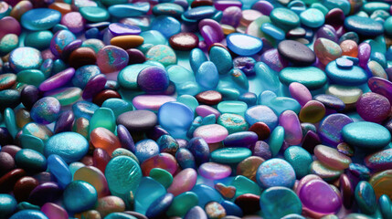 Small colored sea pebbles, gravel. Background. Textures. Generative AI