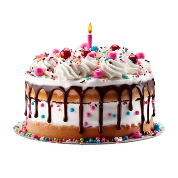 Birthday cake isolated. Illustration AI Generative