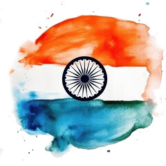 Watercolor painted Indian flag. Illustration AI Generative.