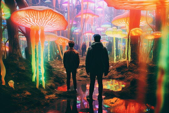 Illustration of visions during a psychedelic trip - Generative AI