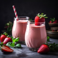 Antioxidant rich strawberry smoothie. A natural booster