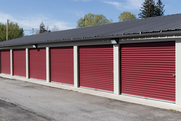 Fototapeta premium Self storage and mini storage garage units. Personal warehouse lockers provide safe and secure storage options.