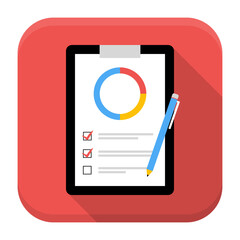 Business board app icon with long shadow. Flat stylized square app icon with long shadow