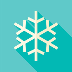 Christmas Winter Snowflake Icon. Flat Design Vector Illustration with Long Shadow. Merry Christmas and Happy New Year Symbol.