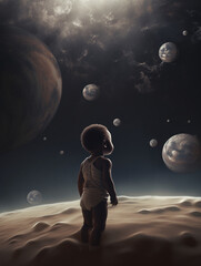 Infant Looking Up At Planets