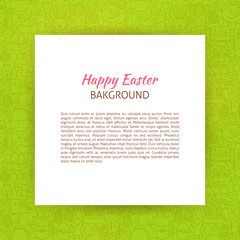 Paper over Happy Easter Line Art Background. Vector Illustration of Piece of Paper over Spring Holiday Outline Modern Design.