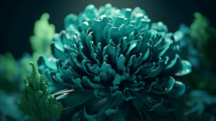 Fototapeta na wymiar Beautiful abstract green floral wallpaper design, Generative AI