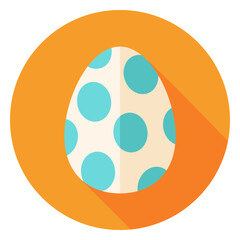 Fototapeta premium Easter Egg with Big Dots Decor Circle Icon. Flat Design Vector Illustration with Long Shadow. Spring Christian Holiday Symbol.