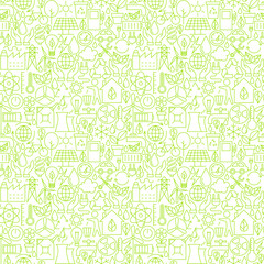 Thin Line Go Green Ecology White Seamless Pattern. Vector Website Design and Tile Background in Trendy Modern Outline Style. Environment and Eco.