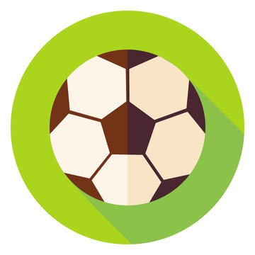 Football Soccer Ball Circle Icon. Flat Design Vector Illustration with Long Shadow. Sport Activity and Fitness Lifestyle Symbol.