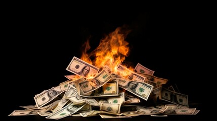 burning dollar bills