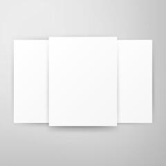 Three Posters Template Mockup. Vector Illustration of Paper Sheet Design for Product Presentation.
