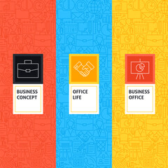 Line Business Office Patterns Set. Vector Illustration of Logo Design. Template for Packaging with Labels.