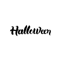 Halloween Calligraphy. Vector Illustration of Lettering Isolated over White Background. Hand Drawn Ink Brush Text.