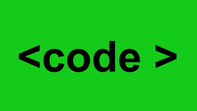 animation icon of classic code of the programming language, on a green chroma key background