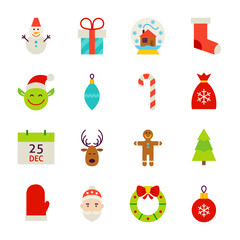 Happy New Year Objects. Vector Illustration. Winter Holiday. Collection of Symbols isolated over White.