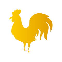 Gold Rooster Silhouette. Vector Illustration of Chinese Happy New Year Symbol.