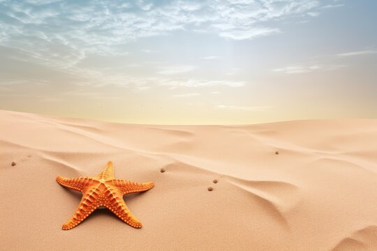 A tropical beach with sea stars. the concept of rest and travel. ocean view in clear weather. generative ai