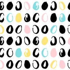 Easter Eggs Funky Seamless Pattern. Vector Illustration of Spring Holiday Tile Background.