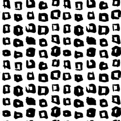 Square Hand Drawn Seamless Pattern. Vector Illustration of Grunge Tileable Background.