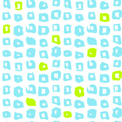 Square Funky Seamless Pattern. Vector Illustration of 80s Style Tile Hipster Background.