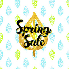 Spring Sale Handwritten Design. Vector Illustration of Nature Postcard with Calligraphy.