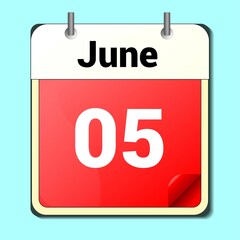 day on the calendar, vector image format, June 5