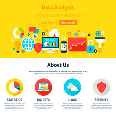 Data Analysis Web Design. Flat Style Vector Illustration for Website Banner and Landing Page.
