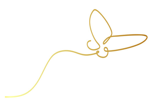 gold golden vector simple single or one continuous fly butterfly 
