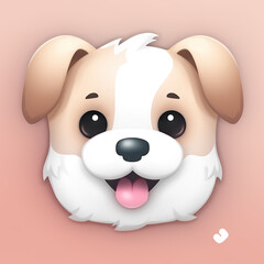 Cute little dog - ios style icon - Generative AI, AI generated