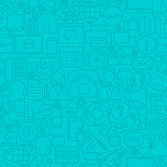 Contact Us Line Tile Pattern. Vector Illustration of Outline Seamless Background. Business Communication.