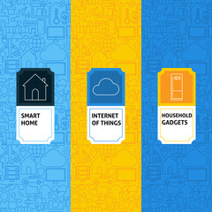 Line Internet of Things Patterns Set. Vector Illustration of Logo Design. Template for Packaging with Labels.