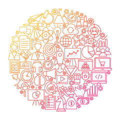 Startup Line Circle Design. Vector Illustration of  Business Objects Isolated over White.