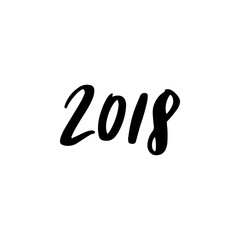 New 2018 Year Lettering. Vector Illustration of Brush Calligraphy.