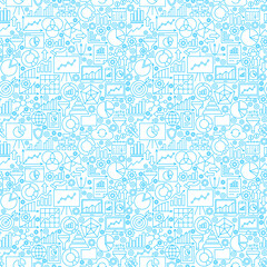 Analytics White Seamless Pattern. Vector Illustration of Business Line Background.