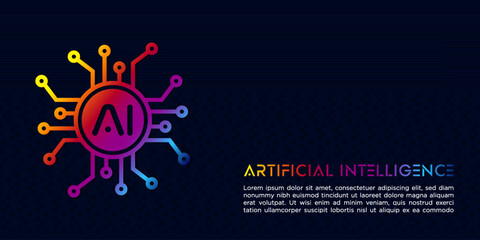 Colorful artificial intelligence board in dark background