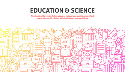 Education & Science Concept. Vector Illustration of Line Website Design. Banner Template.