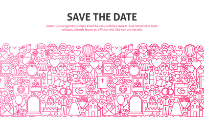 Save the Date Web Concept. Vector Illustration of Line Website Design. Banner Template.