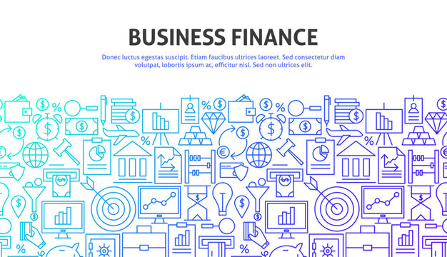 Business Finance Web Concept. Vector Illustration of Line Website Design. Banner Template.